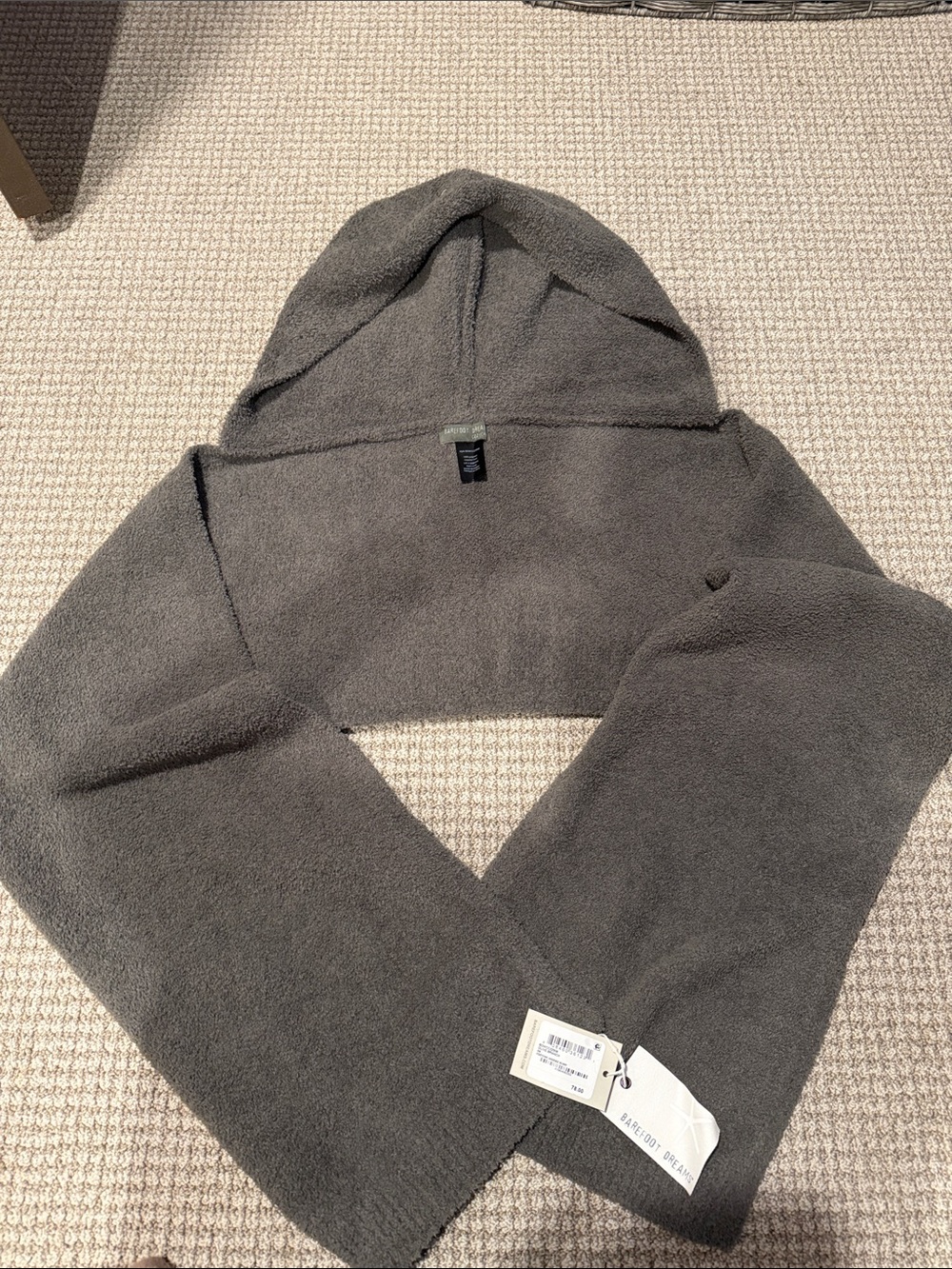 Cozy Fleece Hooded Scarf in olive branch